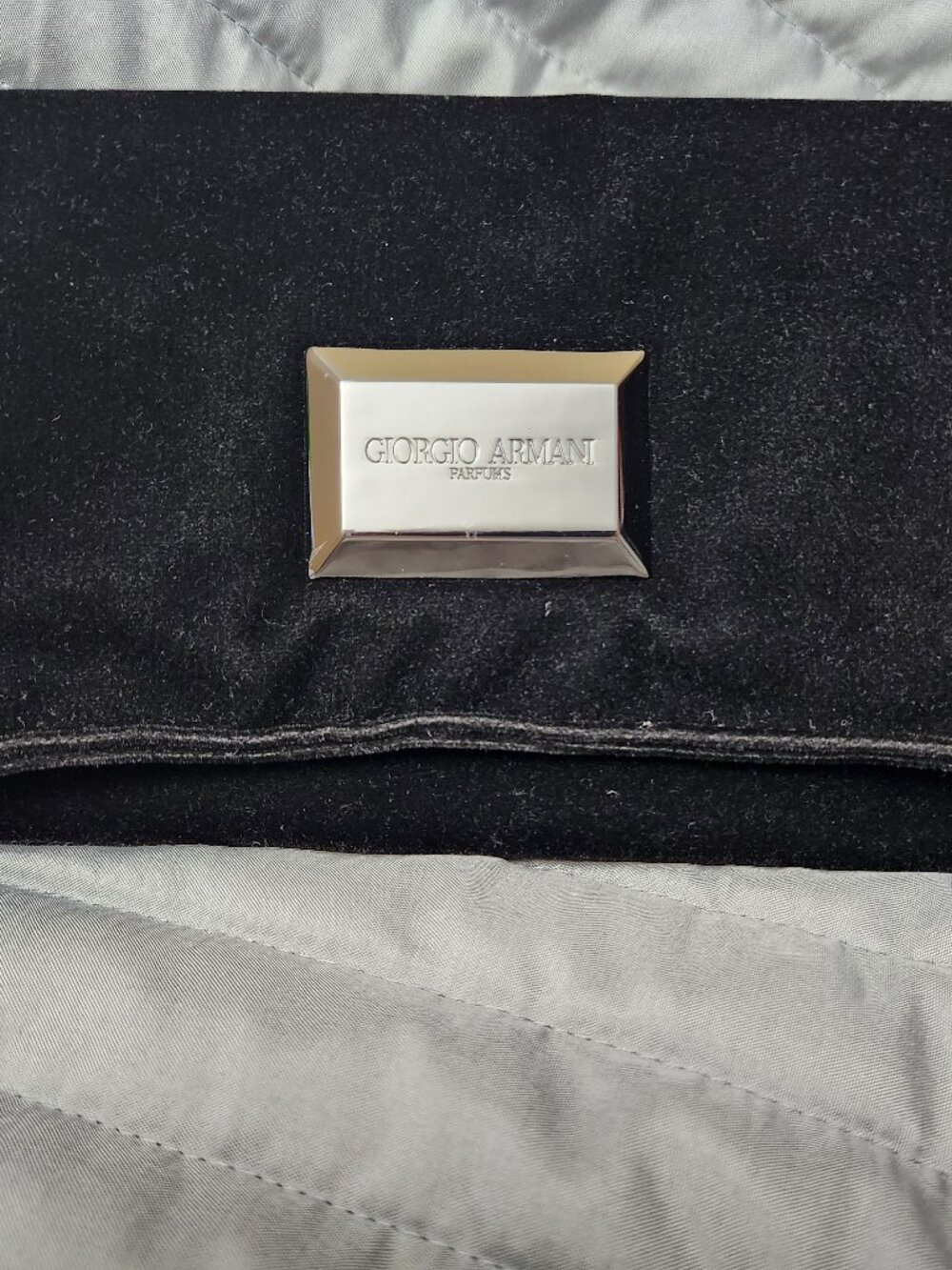 Giorgio Armani Black Velvet Bag Clutch Cosmetics Bag Foldover Pouch